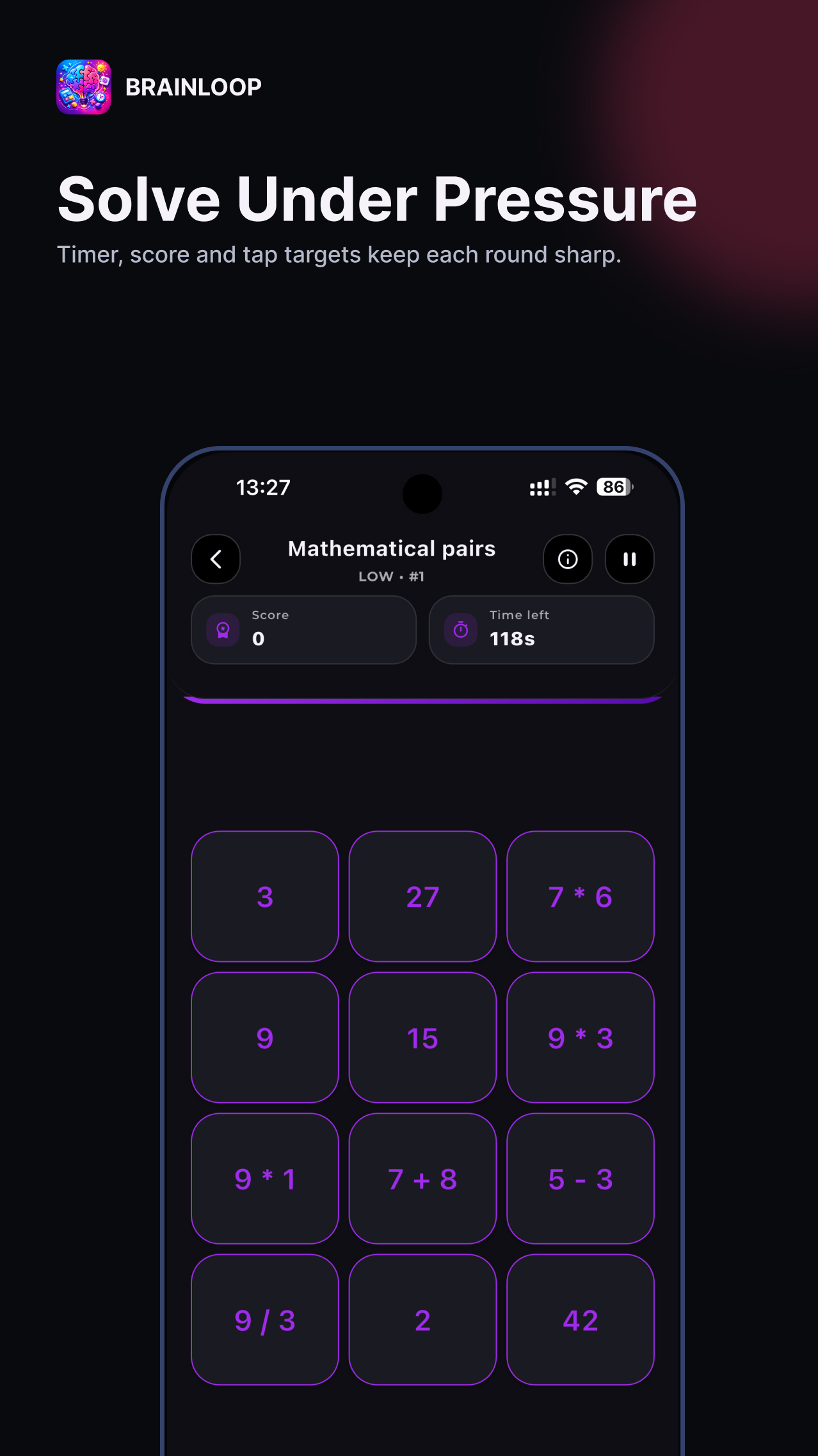BrainLoop math grid listing image
